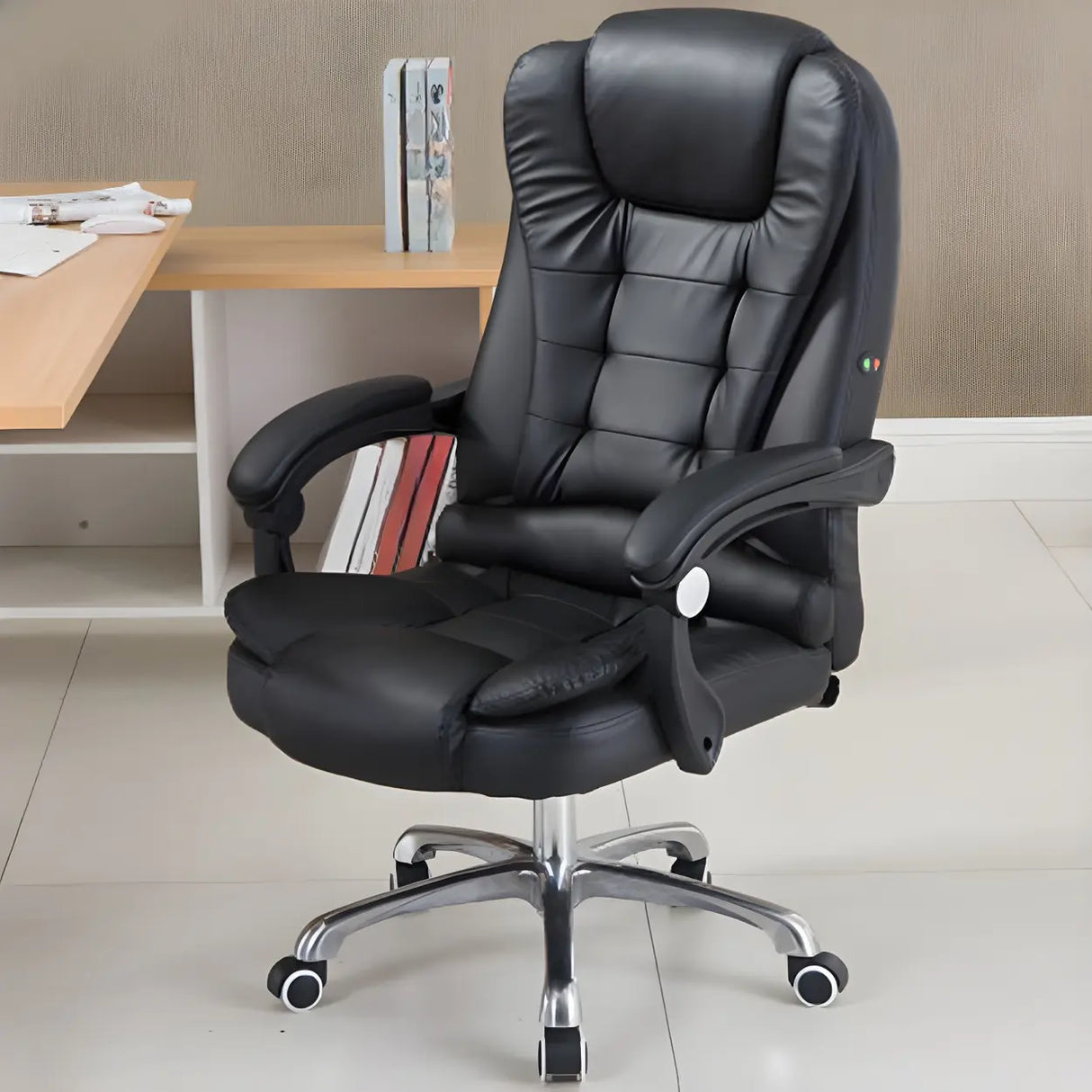 Swivel Executive Reclining Metal Office Chair with Headrest Image - 5
