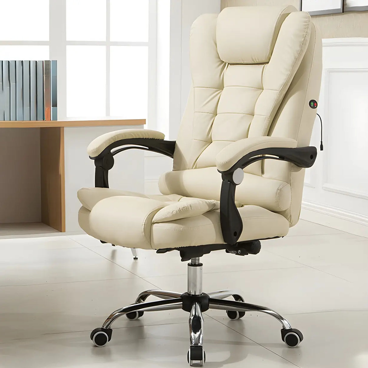 Swivel Executive Reclining Metal Office Chair with Headrest Image - 6