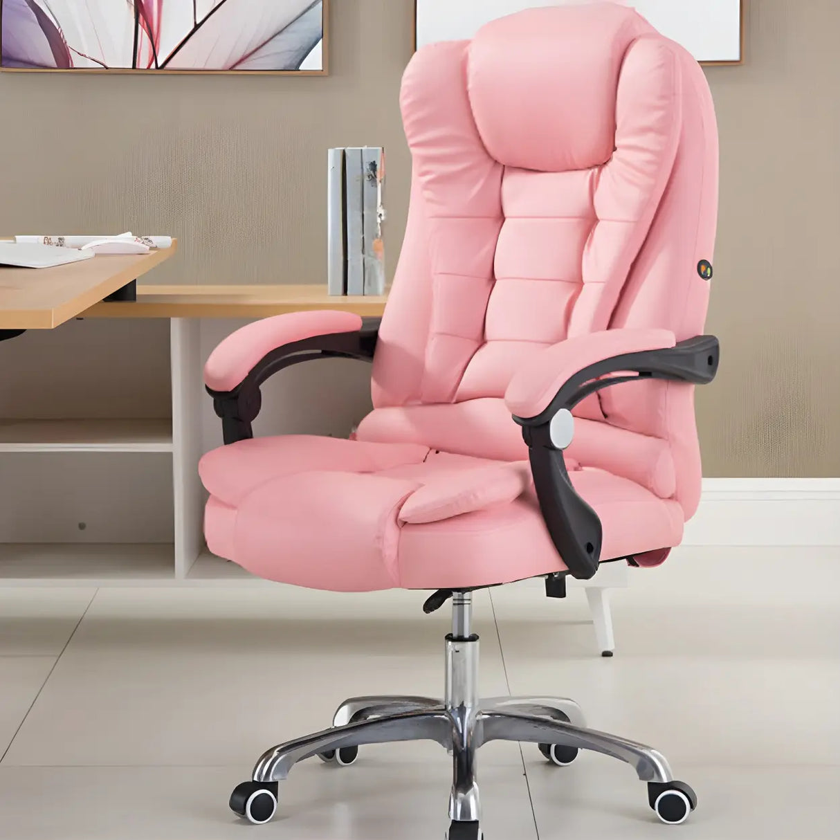 Swivel Executive Reclining Metal Office Chair with Headrest Image - 7