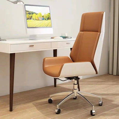 Swivel Faux Leather Adjustable Back Angle Office Chair Image - 1