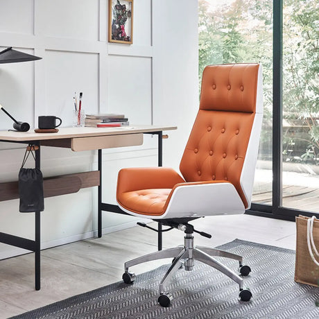 Swivel Faux Leather Headrest Office Chair with Armrest Image - 1