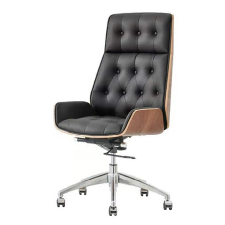 Swivel Faux Leather Headrest Office Chair with Armrest Image - 2