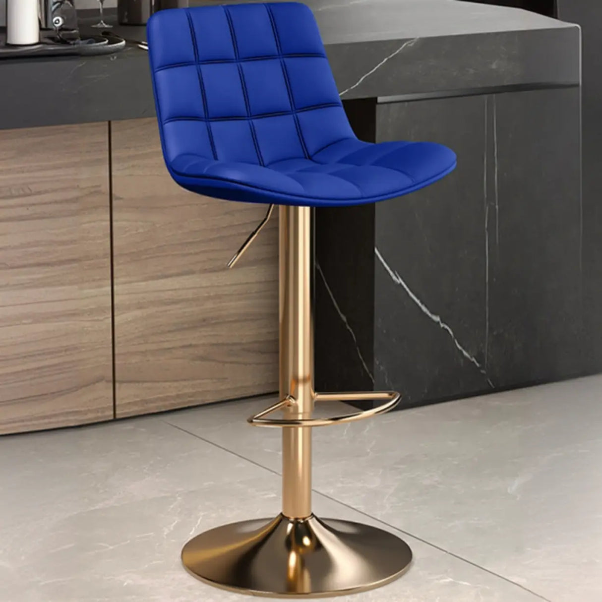 Swivel Faux Leather Saddle Seat Bar Stool with Back Image - 6