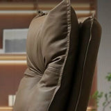 Swivel Fixed Arms Ergonomic Recliner Leather Office Chair Image - 16