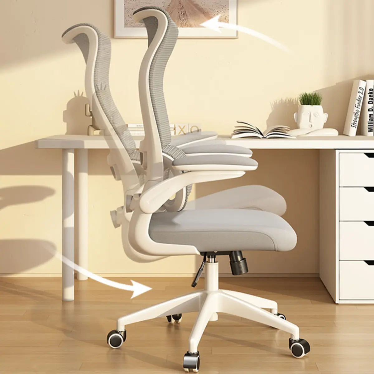 Swivel Gray Adjustable Mesh Ergonomic Office Chair Image - 11