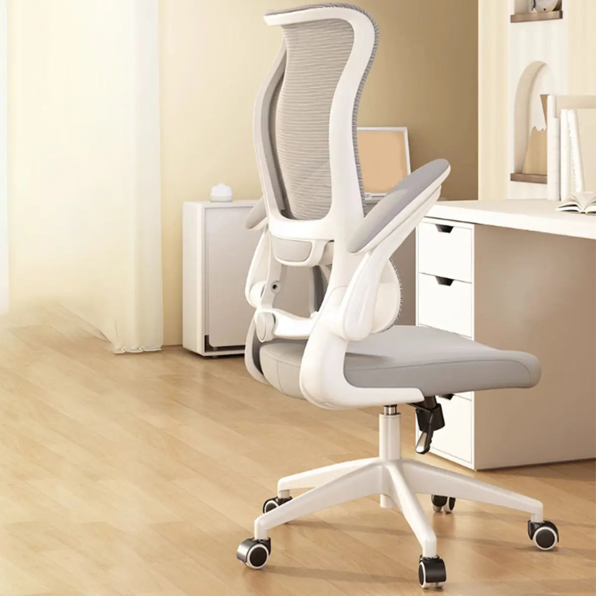 Swivel Gray Adjustable Mesh Ergonomic Office Chair Image - 4
