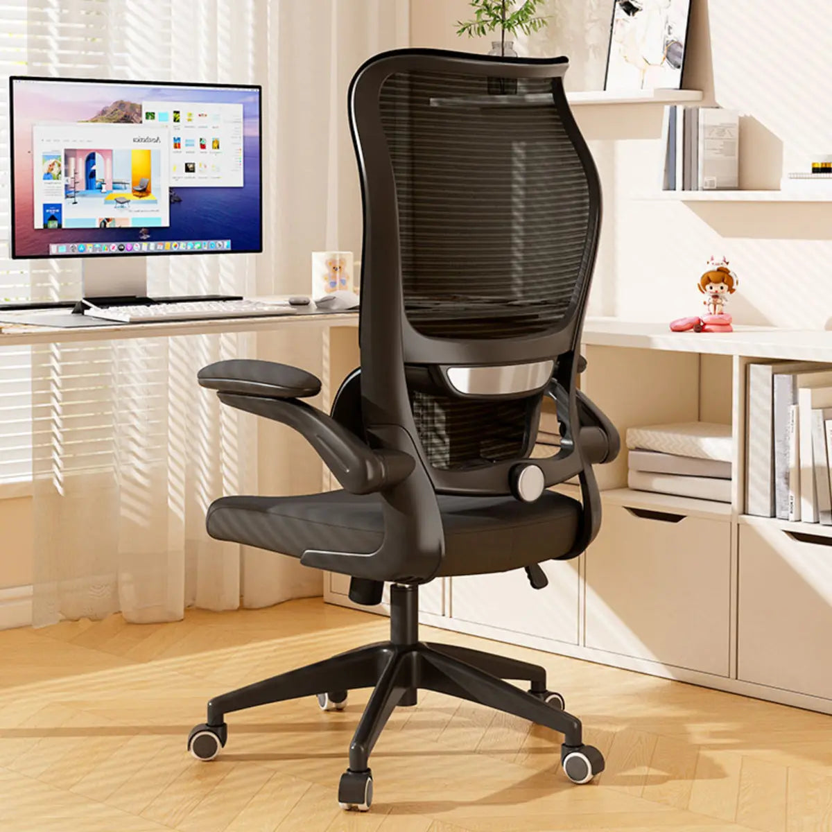 Swivel Gray Adjustable Mesh Ergonomic Office Chair Image - 5