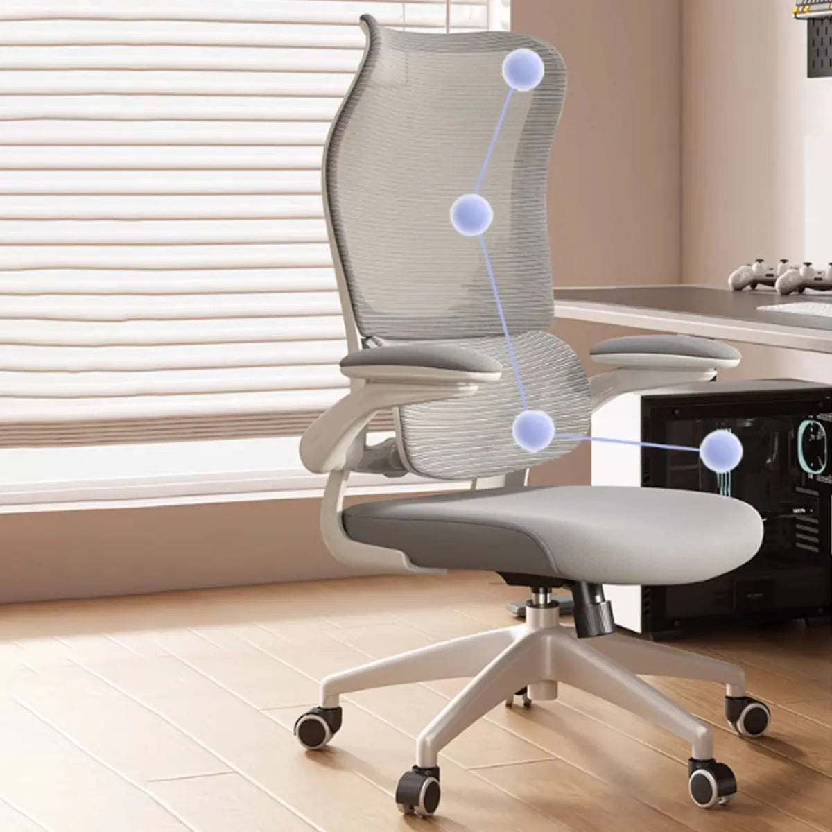 Swivel Gray Adjustable Mesh Ergonomic Office Chair Image - 6
