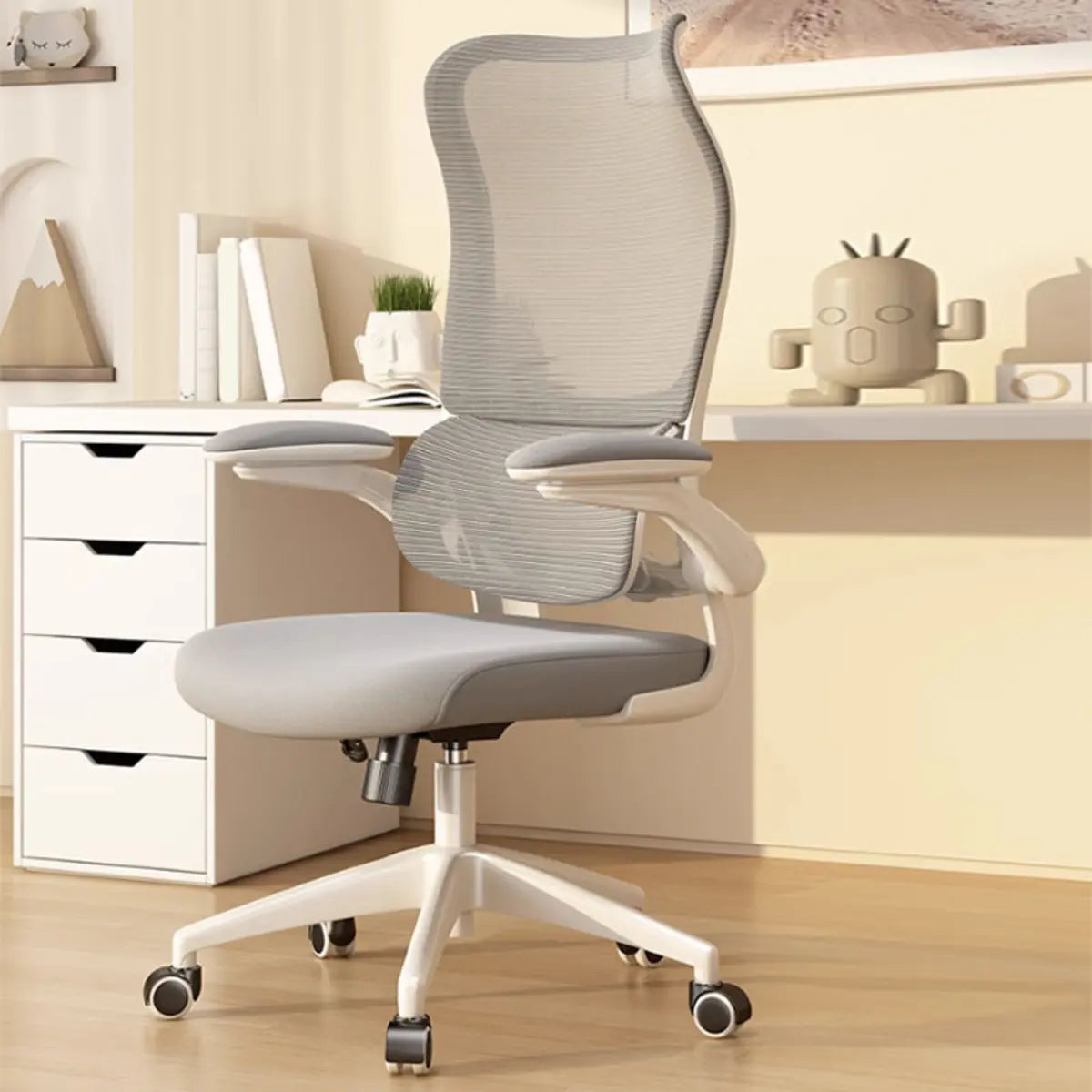 Swivel Gray Adjustable Mesh Ergonomic Office Chair Image - 7