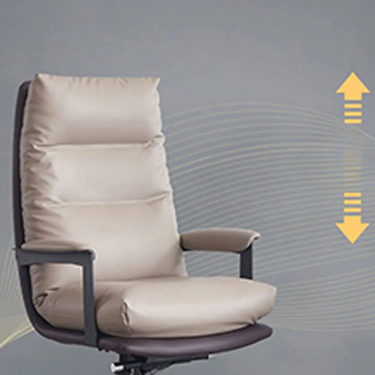 Swivel Gray Steel Frame Leather Office Chair with Wheels Image - 9