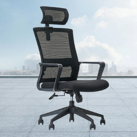 Swivel High Back Ergonomic Black Adjustable Office Chair Image - 1