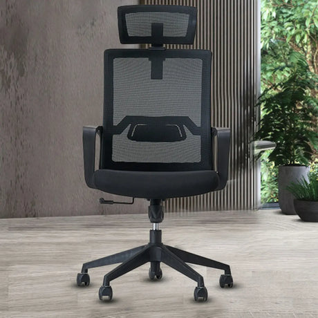 Swivel High Back Ergonomic Black Adjustable Office Chair Image - 2