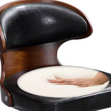 Swivel Leather Curved Back Home Bar Stool with Footrest Image - 10