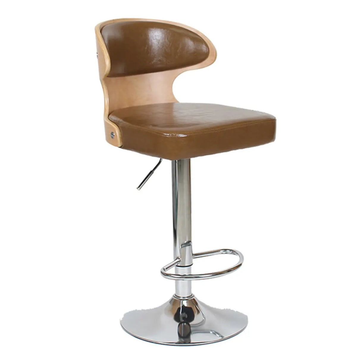 Swivel Leather Curved Back Home Bar Stool with Footrest Image - 20