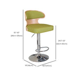 Swivel Leather Curved Back Home Bar Stool with Footrest Image - 23