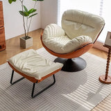 Swivel Leather Ergonomic Accent Chair with Ottoman Image - 1