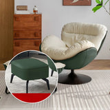 Swivel Leather Ergonomic Accent Chair with Ottoman Image - 18