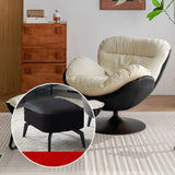 Swivel Leather Ergonomic Accent Chair with Ottoman Image - 19