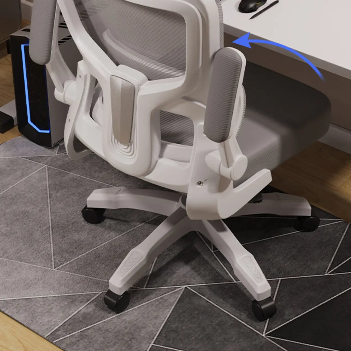 Swivel Lumbar Support Adjustable Nylon Frame Office Chair Image - 11