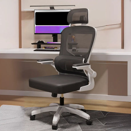 Swivel Lumbar Support Adjustable Nylon Frame Office Chair Image - 2