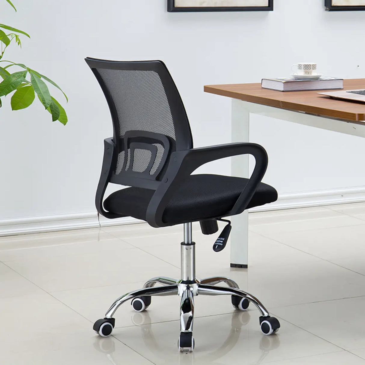 Swivel Mesh Ergonomic Home Comfy Small Office Black Chair Image - 5