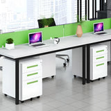 Swivel Metal Under Desk Vertical White Filing Cabinet Image - 3