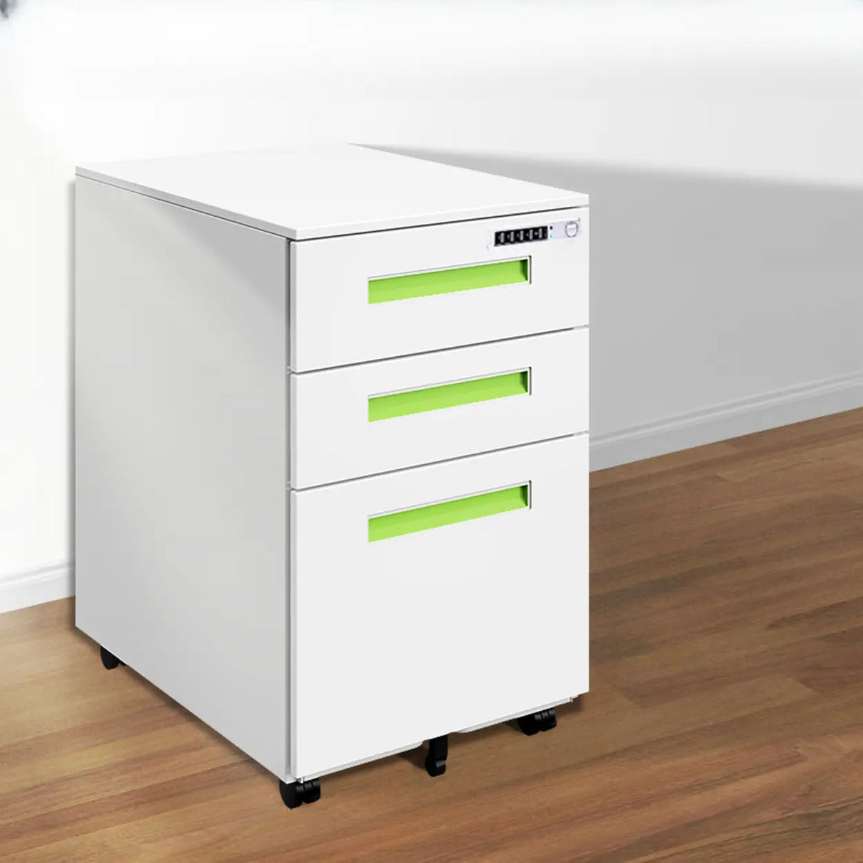 Swivel Metal Under Desk Vertical White Filing Cabinet Image - 4