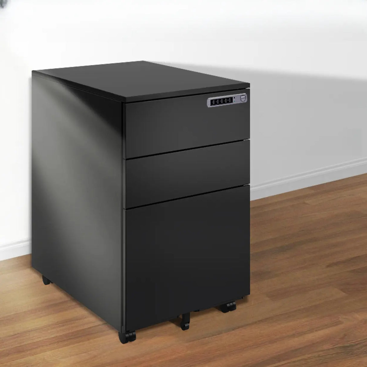 Swivel Metal Under Desk Vertical White Filing Cabinet Image - 15