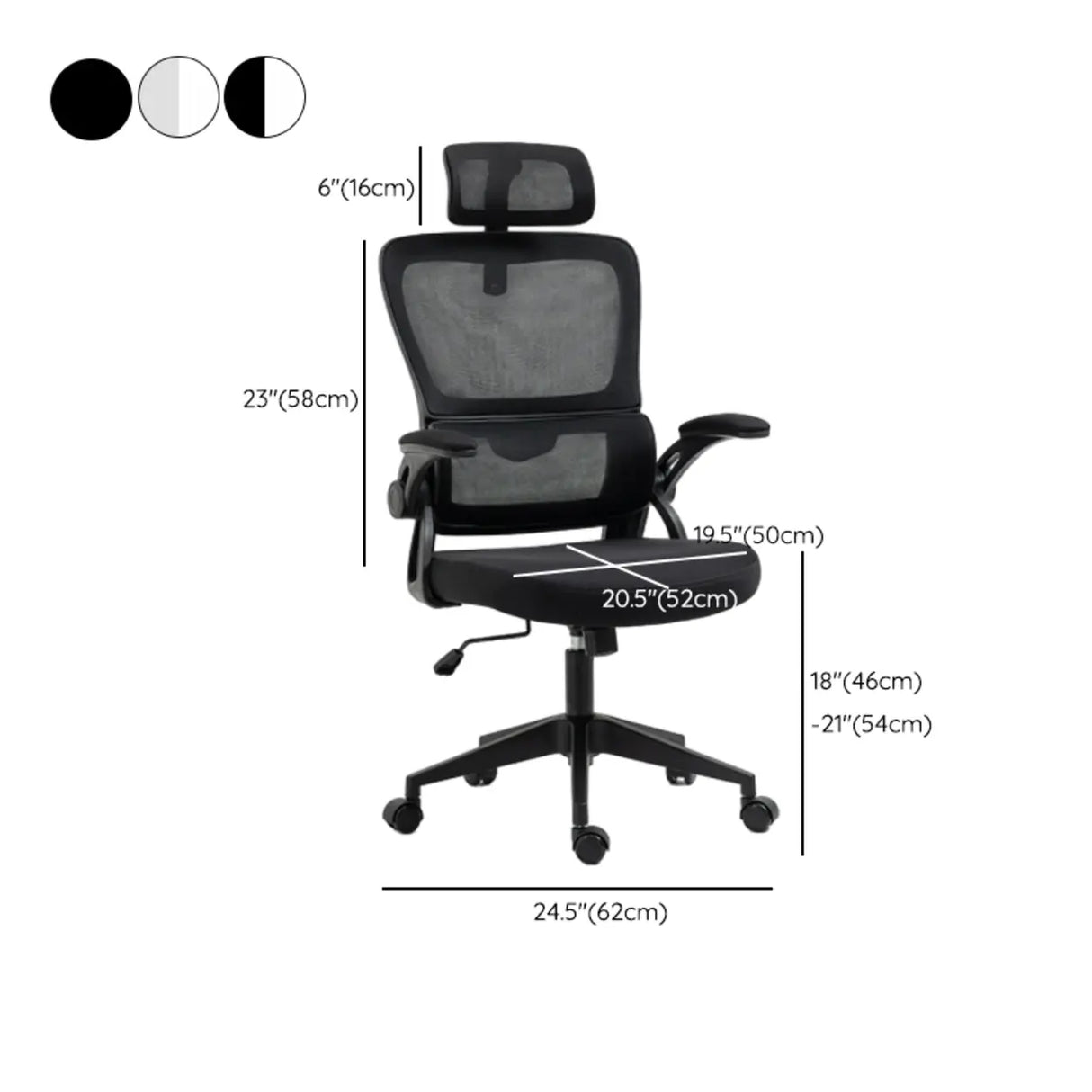 Swivel Modern Ergonomic Adjustable Arms Mesh Office Chair Image - 16