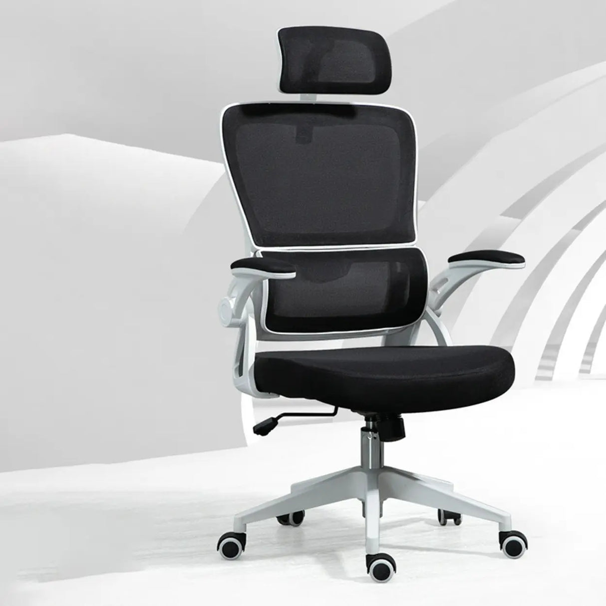 Swivel Modern Ergonomic Adjustable Arms Mesh Office Chair Image - 6
