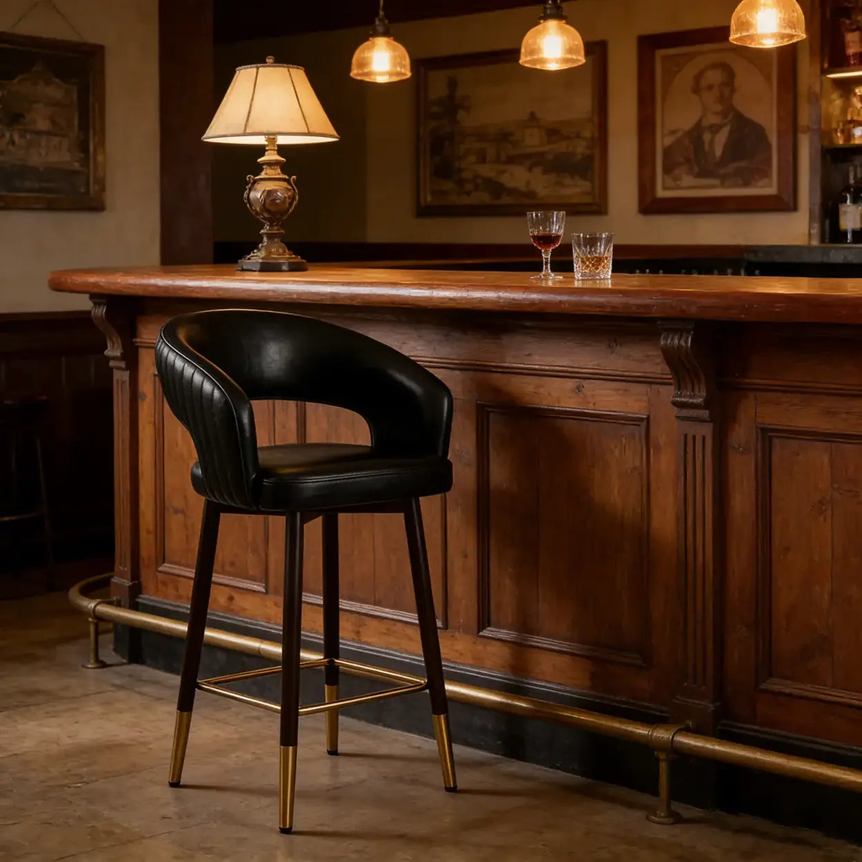 Swivel Modern Leather Open Back Upholstered Counter Stool Image - 10