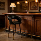 Swivel Modern Leather Open Back Upholstered Counter Stool Image - 10