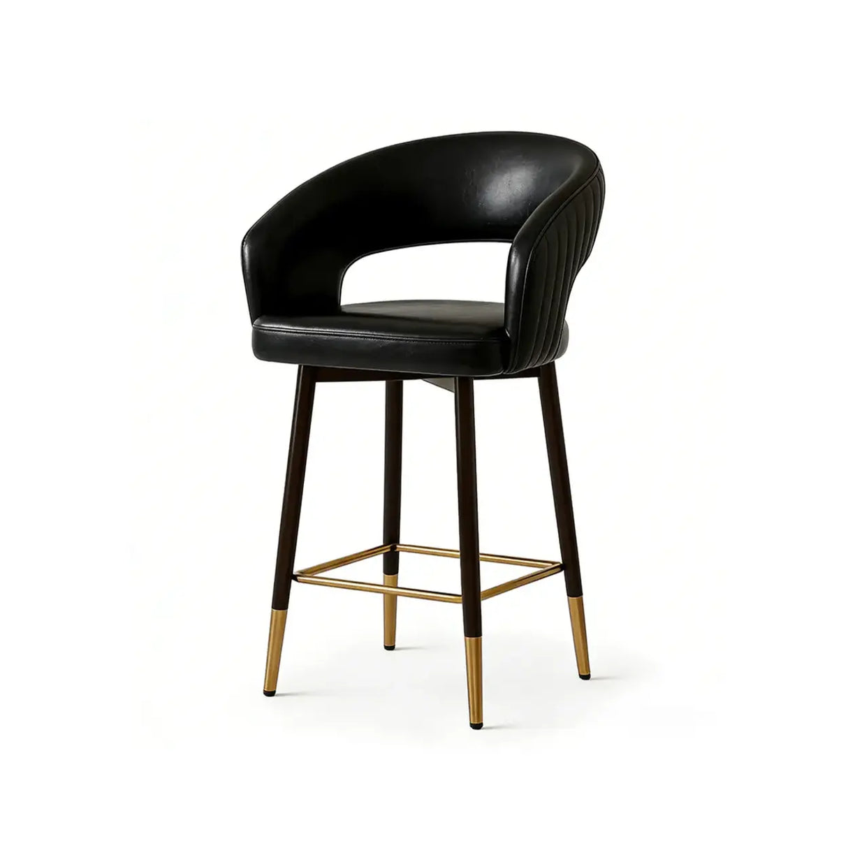 Swivel Modern Leather Open Back Upholstered Counter Stool Image - 14