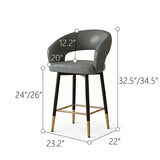 Swivel Modern Leather Open Back Upholstered Counter Stool #size