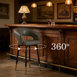 Swivel Modern Leather Open Back Upholstered Counter Stool Image - 7