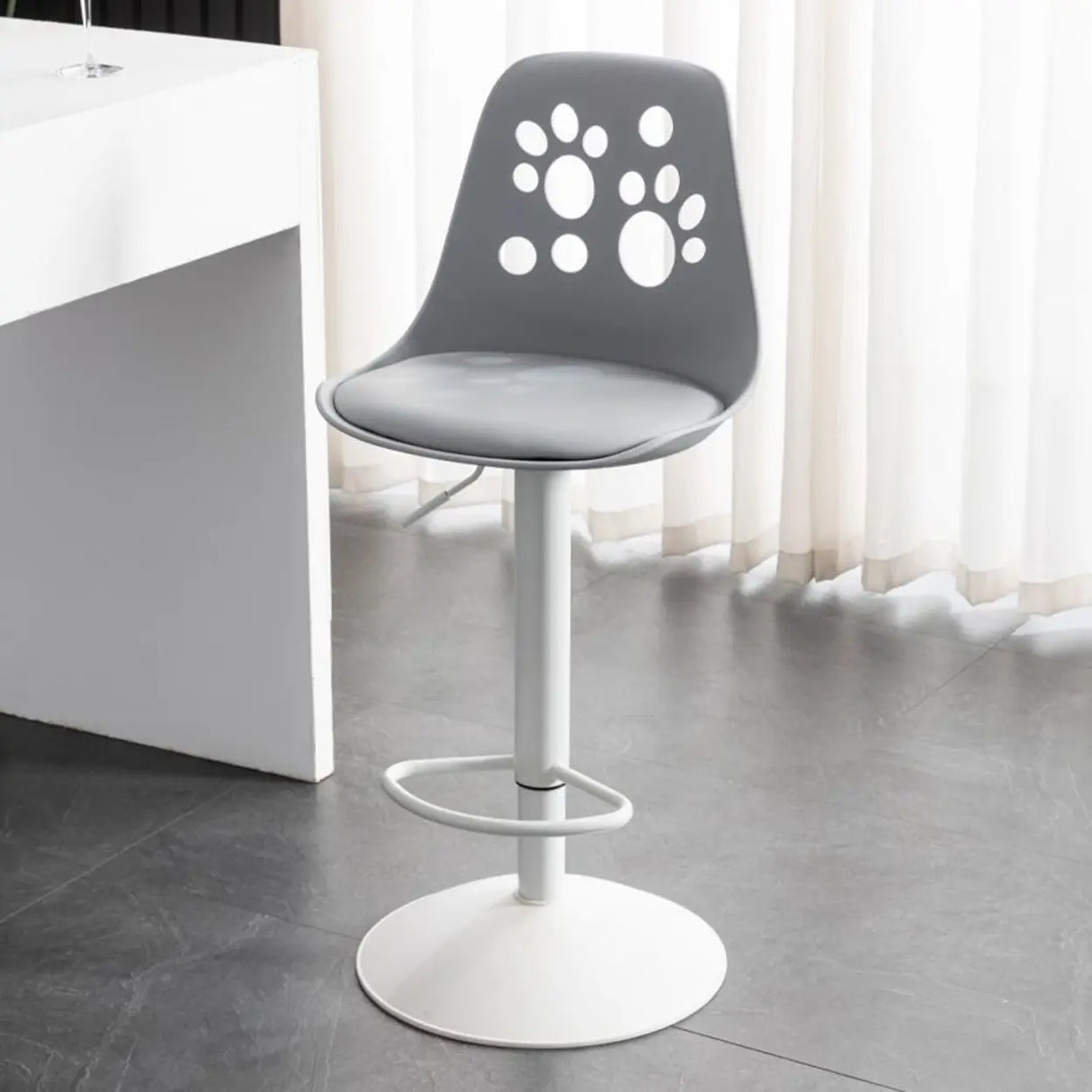 Swivel Paw-Shaped Full Back Bucket Leather Bar Stool Image - 13