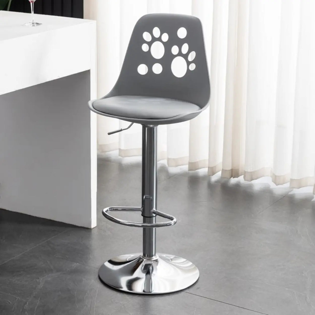 Swivel Paw-Shaped Full Back Bucket Leather Bar Stool Image - 17