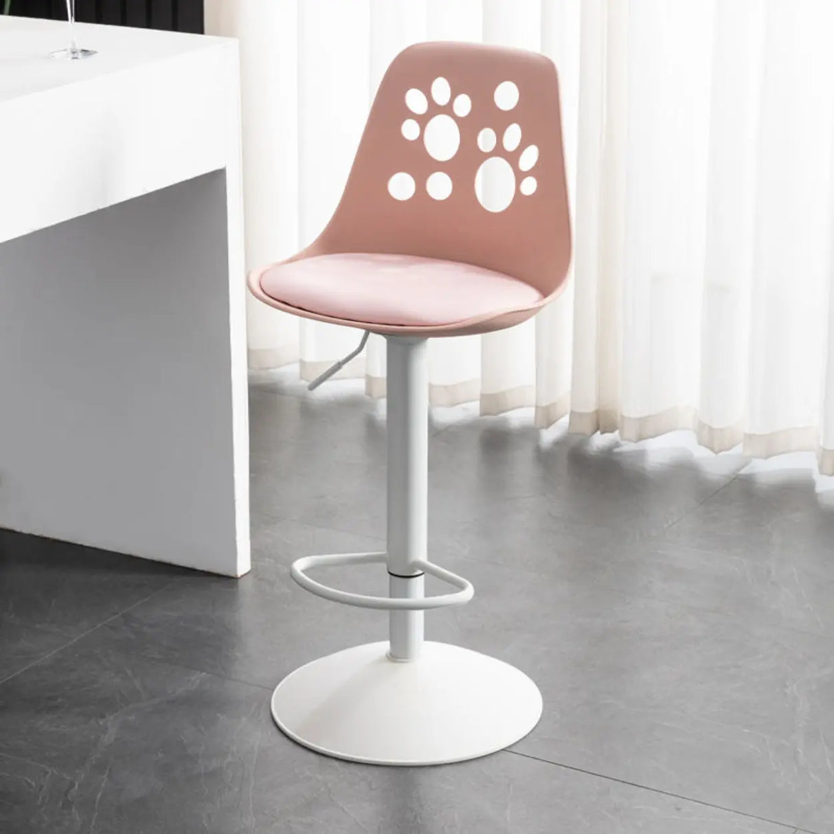 Swivel Paw-Shaped Full Back Bucket Leather Bar Stool Image - 18