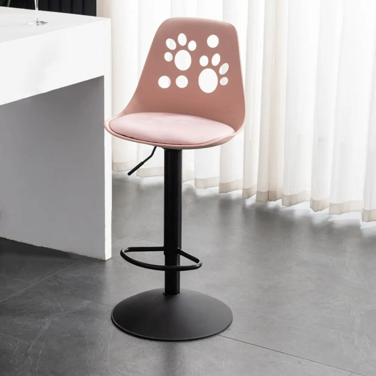 Swivel Paw-Shaped Full Back Bucket Leather Bar Stool Image - 19