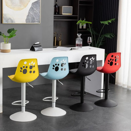 Swivel Paw-Shaped Full Back Bucket Leather Bar Stool Image - 1