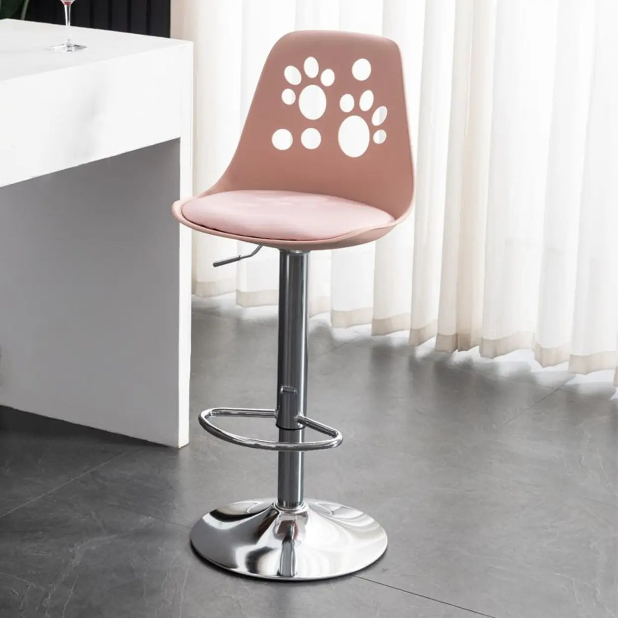 Swivel Paw-Shaped Full Back Bucket Leather Bar Stool Image - 20