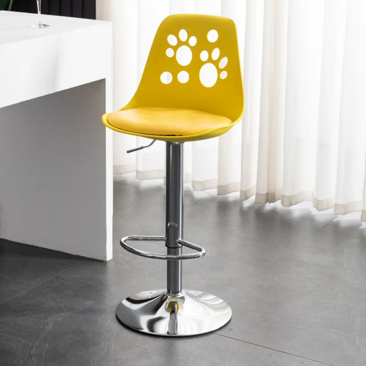 Swivel Paw-Shaped Full Back Bucket Leather Bar Stool Image - 23