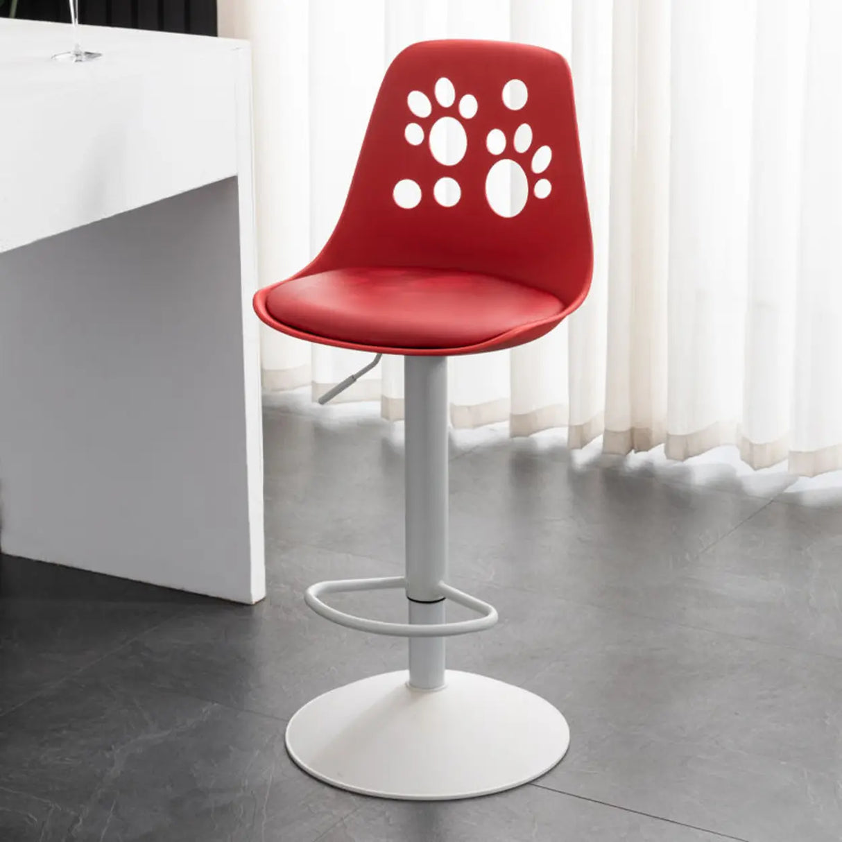 Swivel Paw-Shaped Full Back Bucket Leather Bar Stool Image - 24