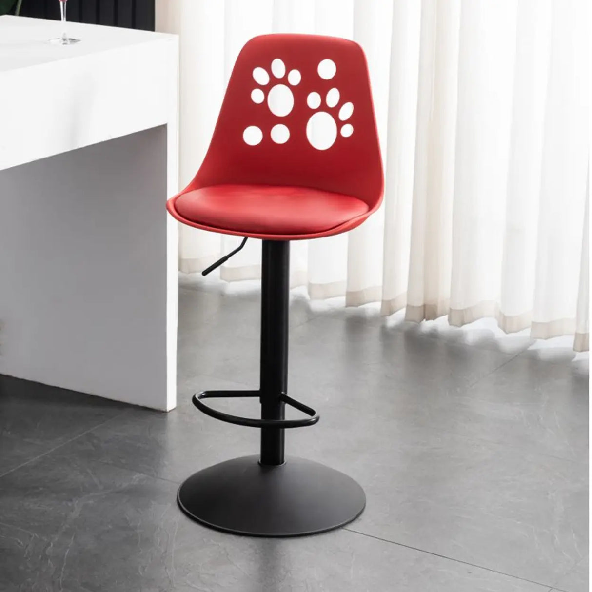 Swivel Paw-Shaped Full Back Bucket Leather Bar Stool Image - 25