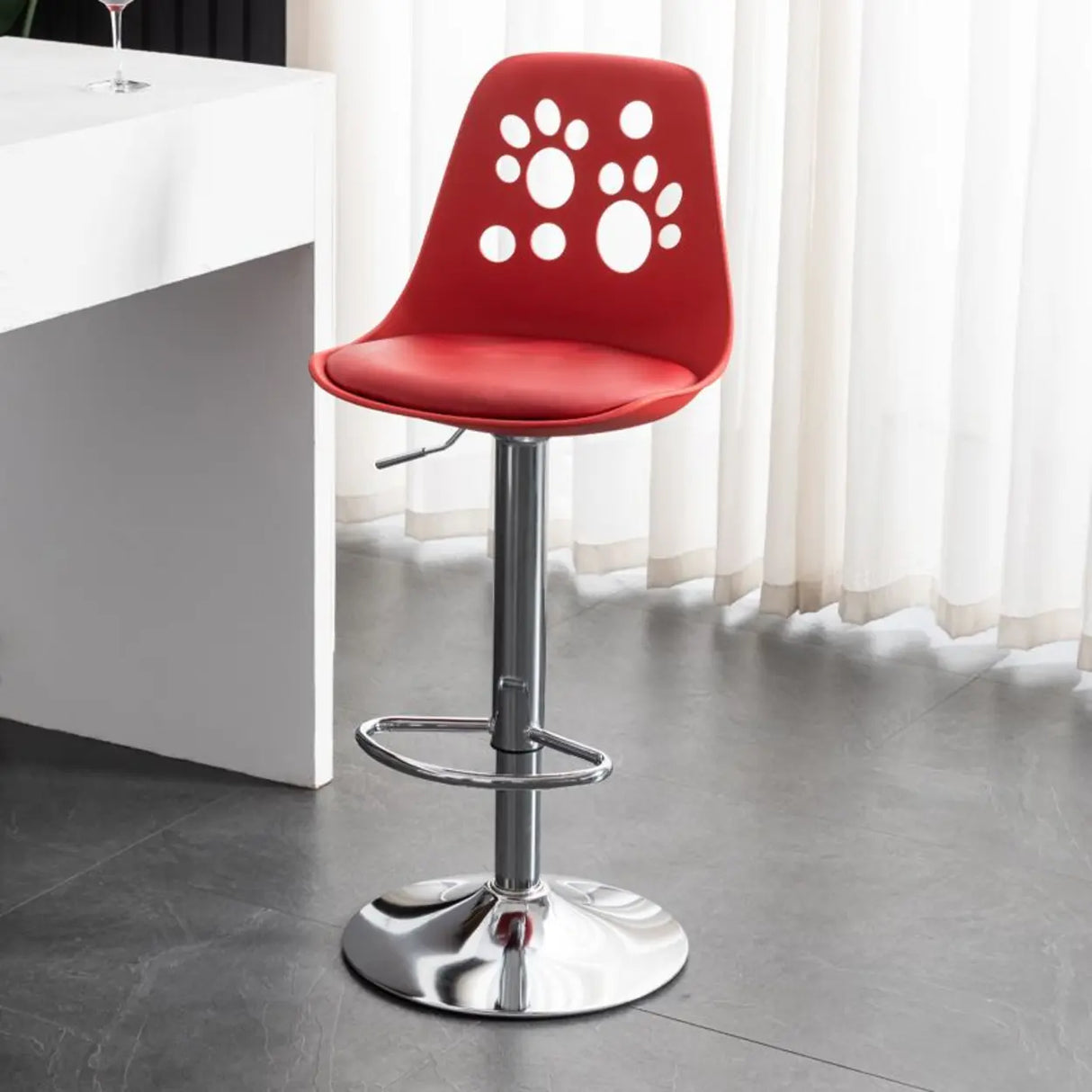 Swivel Paw-Shaped Full Back Bucket Leather Bar Stool Image - 26