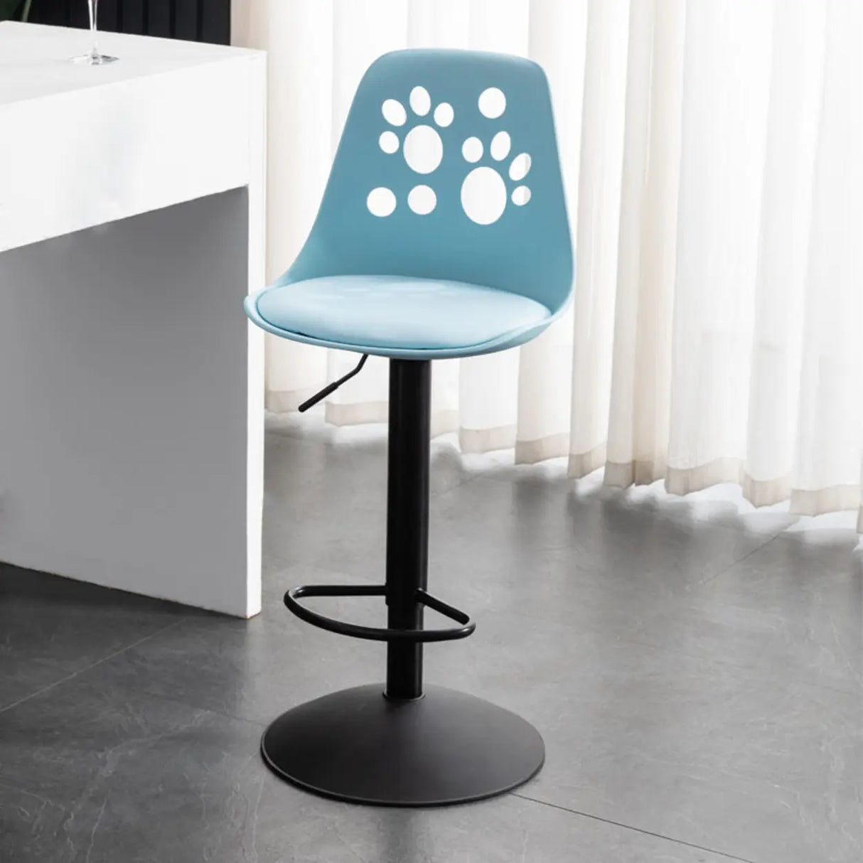 Swivel Paw-Shaped Full Back Bucket Leather Bar Stool Image - 3