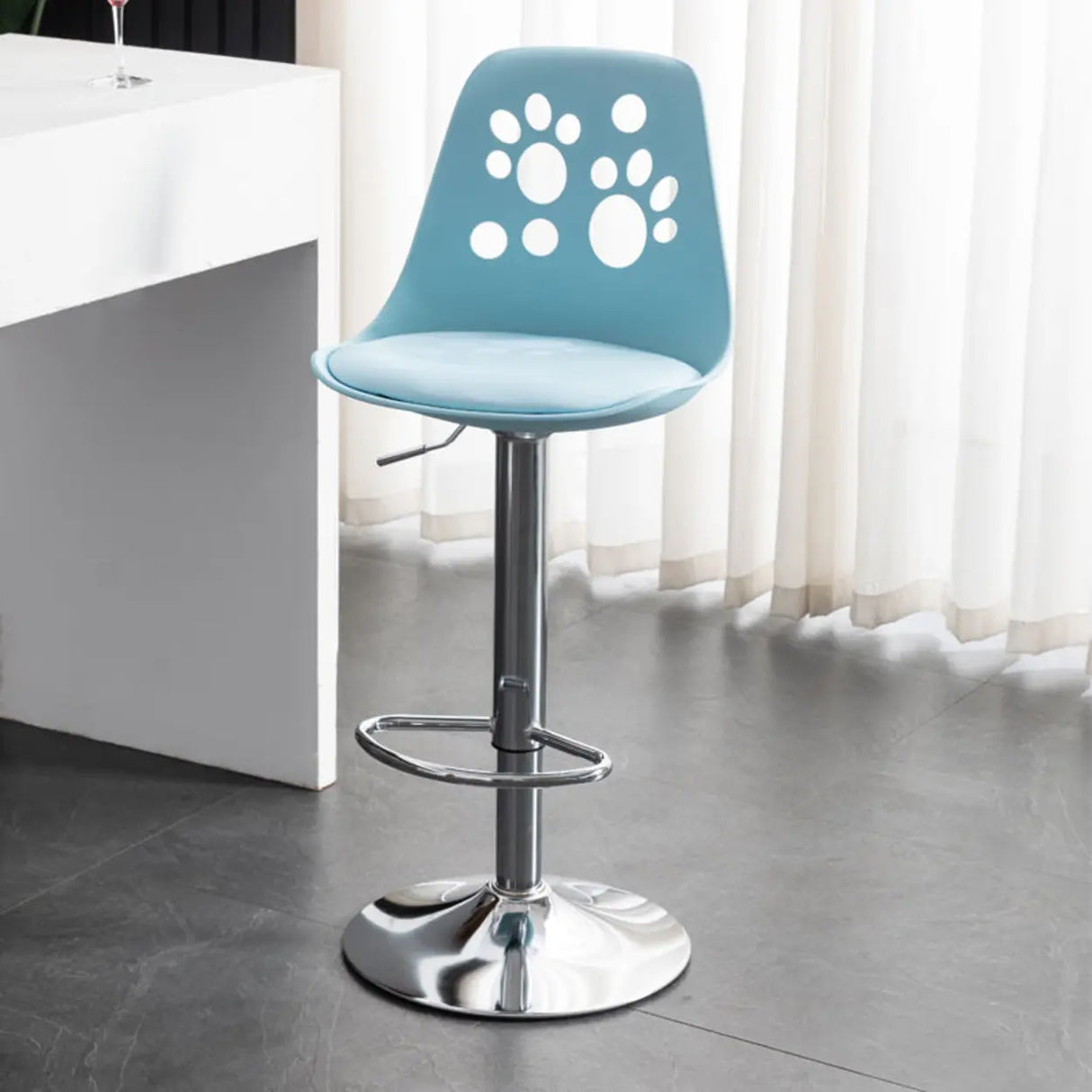 Swivel Paw-Shaped Full Back Bucket Leather Bar Stool Image - 5