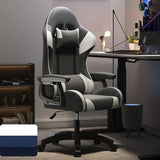 Swivel Pillow Fabric Gaming Office Gray Chair with Headrest Image - 15