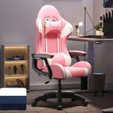 Swivel Pillow Fabric Gaming Office Gray Chair with Headrest Image - 2