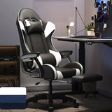 Swivel Pillow Fabric Gaming Office Gray Chair with Headrest Image - 3